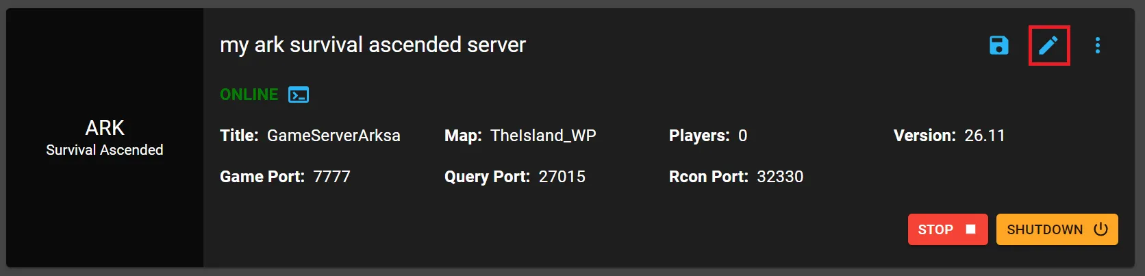 GameServer Edit Icon Click