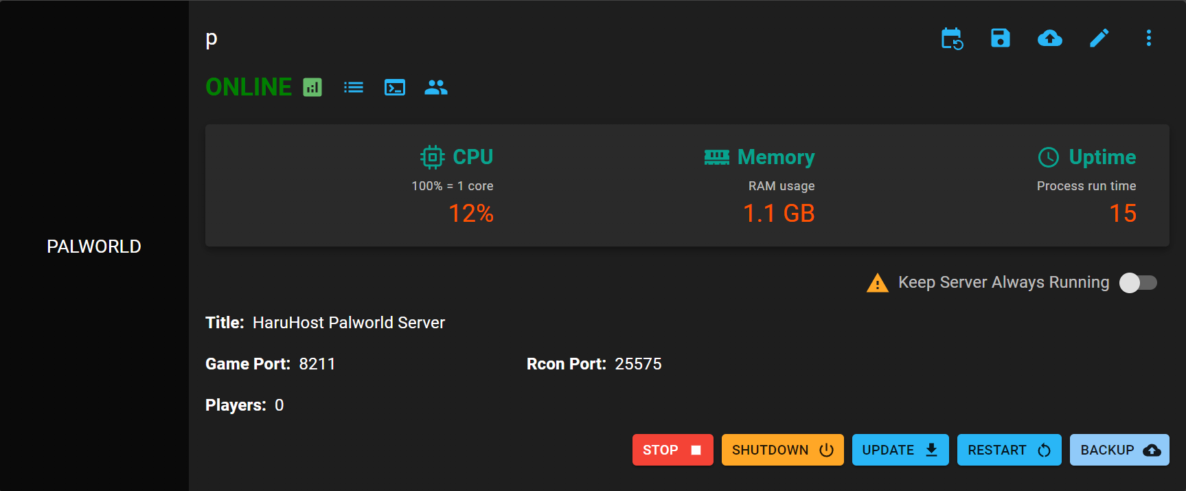 HaruHost Desktop Client Game Servers