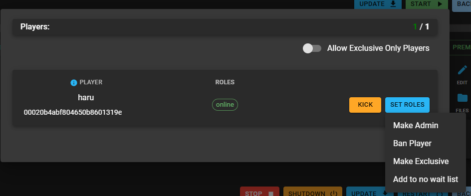 Premium Player Management Interface