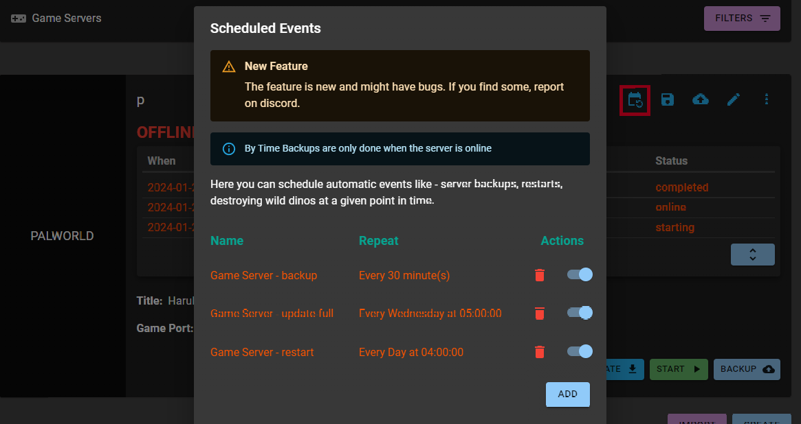 Scheduled Events