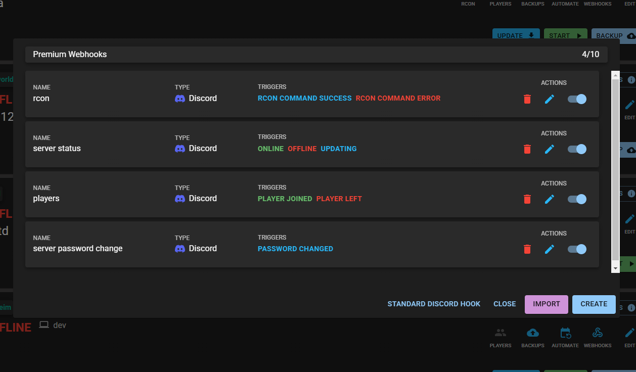 Premium Webhook List